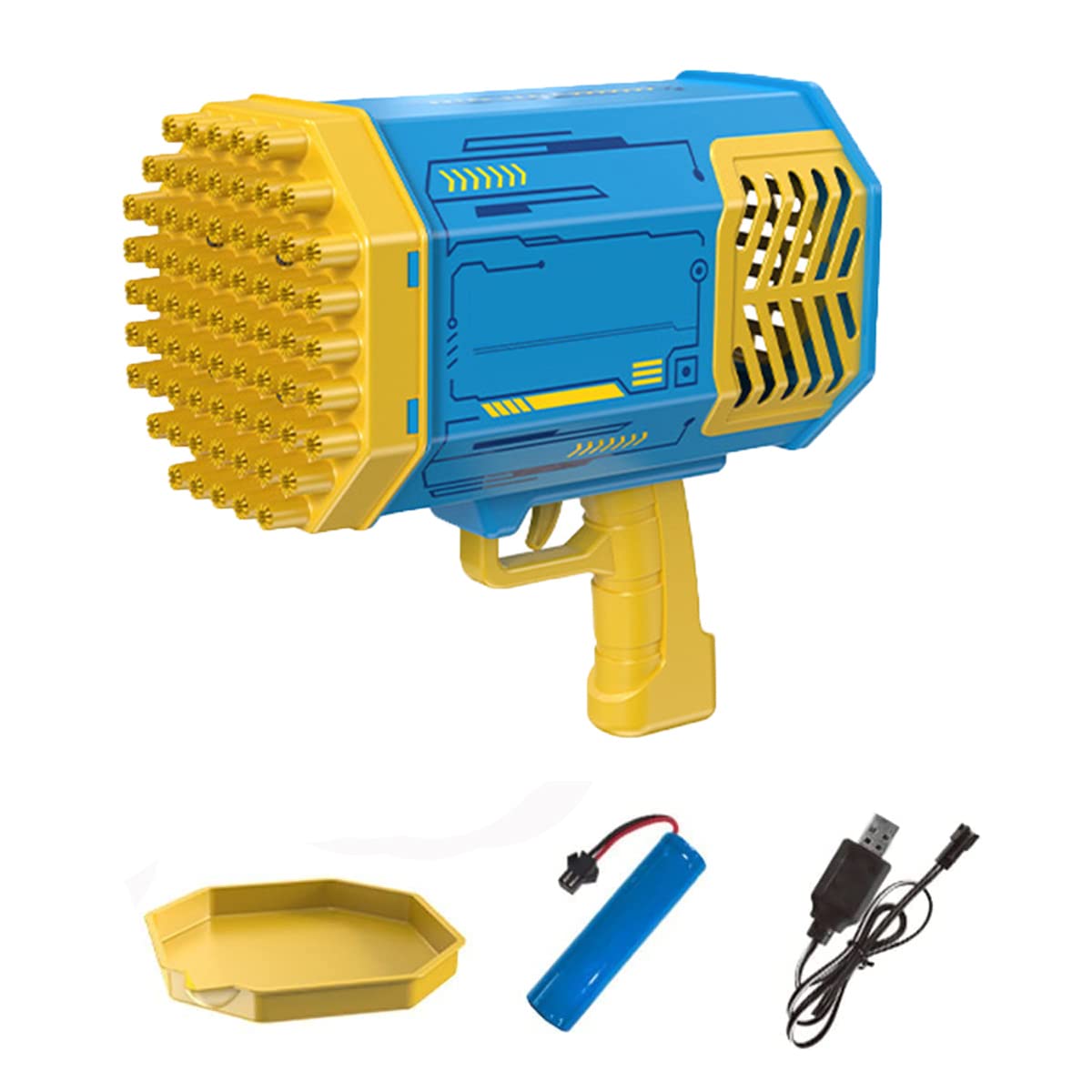 Bubble Machine for Kids, 69 Holes Huge Amount Charge Bubble Maker Bubble Gun for Kids with LED light, Bazooka Electric Bubble Gun Toy for Party Favors Summer Toys Indoor Outdoor Activities