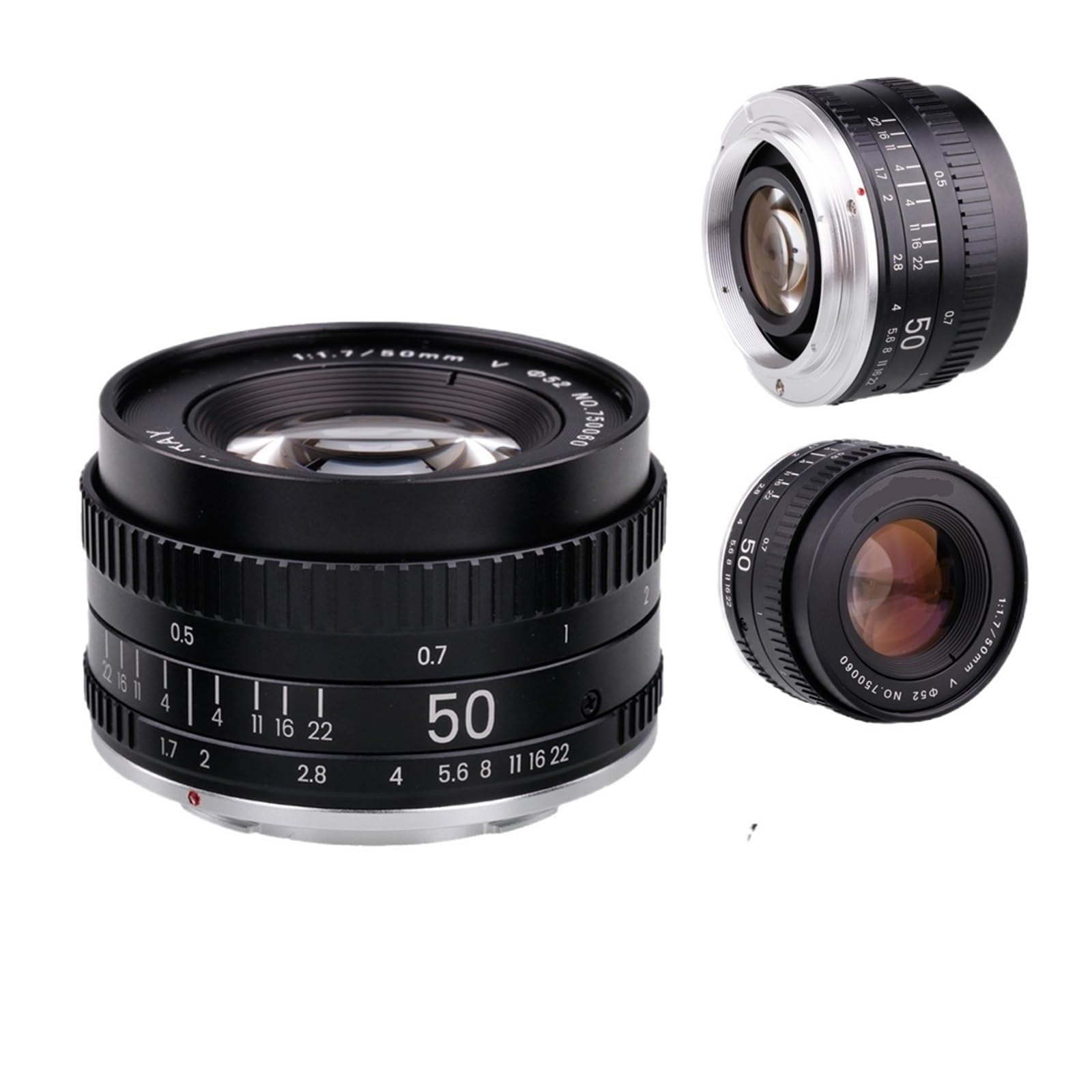 Compatibile con obiettivi a focale fissa full frame Canon, EOS EF, F1.7 V | Obiettivo manuale full frame F1.7 Gen V da 50 mm, ampia apertura, compatibile con innesto EF F(Package2,EF)