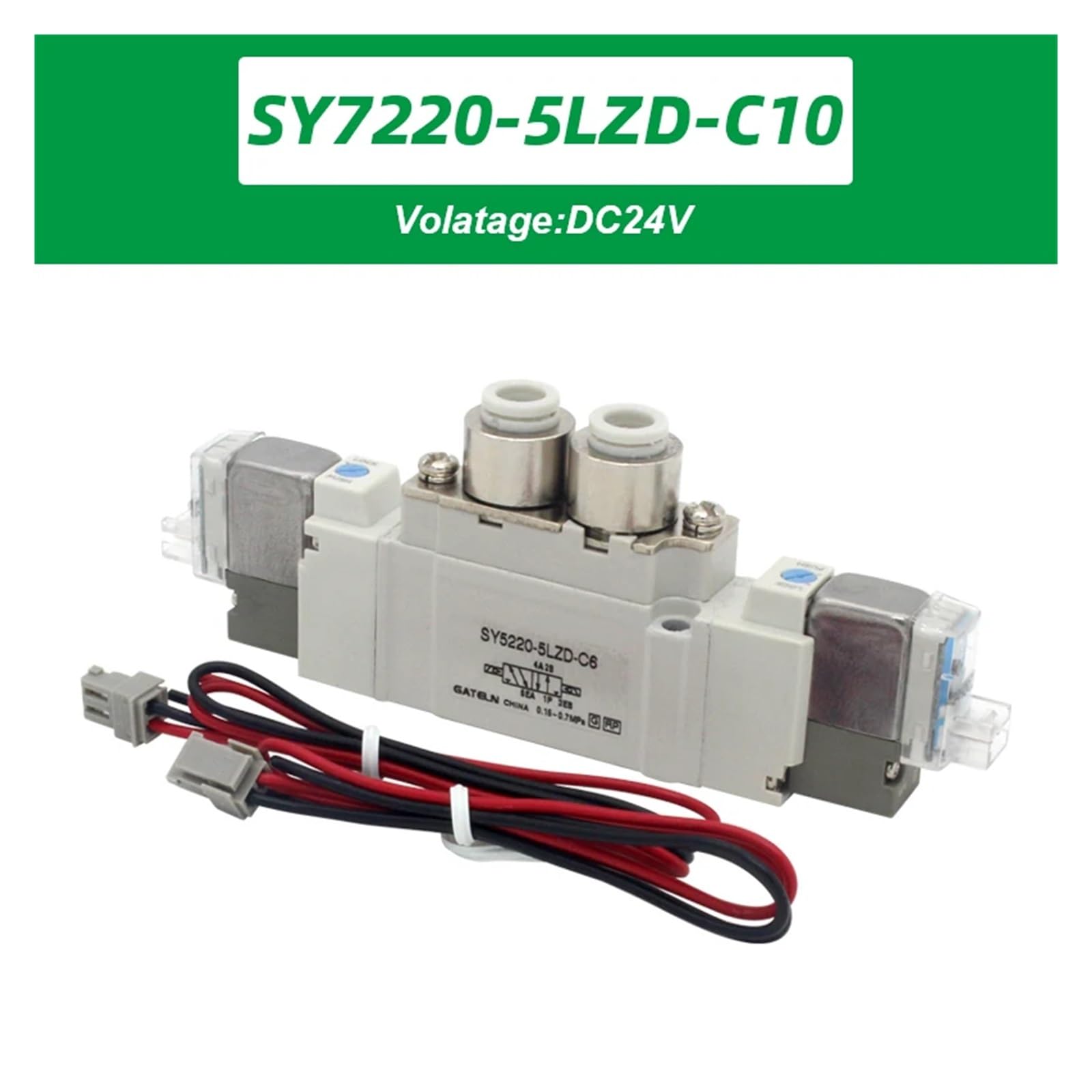 1 sztuka SMC 5-drożny 2-zawór elektromagnetyczny SY3220 SY5220 SY7220-4LZD/5LZD/6LZD normalnie zamknięty wewnętrzny zawór automatyzacji (SY7220-5LZD-C10)