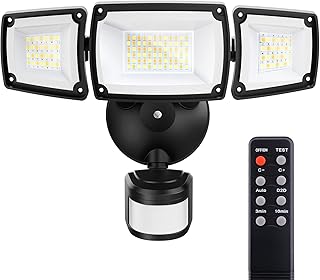 Brightown LED Security Lights Motion Sensor Light Outdoor, 40W 2500LM Motion Security Light, 3 Head Motion Detected Flood Light for Garage, Yard, Porch, 5500K, IP65 Waterproof (Black)