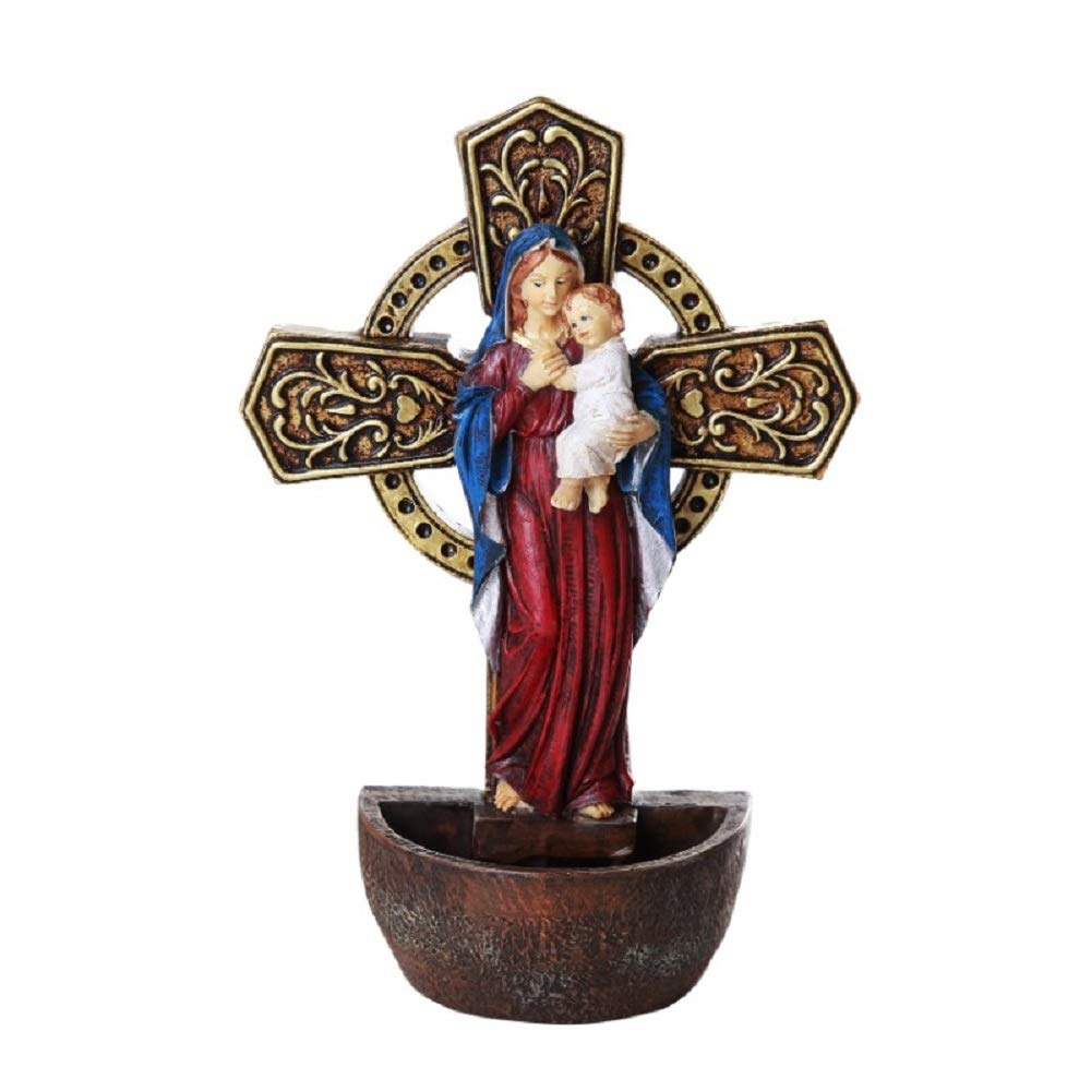 Pacific Giftware Madonna and Child Holy Water Font Religious Sacrament Wall Decor 6.75 inches