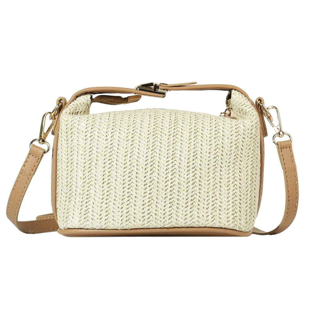 ZIBUYU® Straw Bags for Women Beach Stylish Sling Shoulder Bag for Girls and Women Detachable Shoulder Belt Woven Straw Crossbody Bag Golden Hardware Buckle Design Handbag Bag - Beige (B0CP7XCN15) Amazon Price History, Amazon Price Tracker