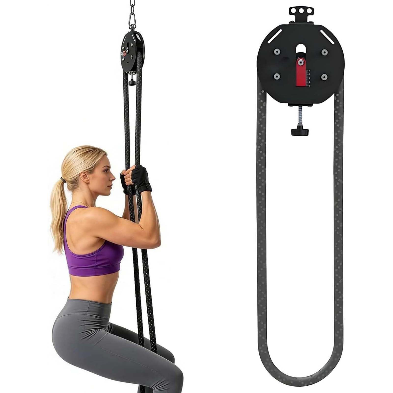 Przenośny System Wyciągu Blockowego, Endless Rope Trainer, Maszyna Z Liną I Regulowanym Oporem 0-30 Kg, Sprzęt Do Domowej Siłowni Pojemność 150 Kg, Na Ramiona, Plecy, Koordynację