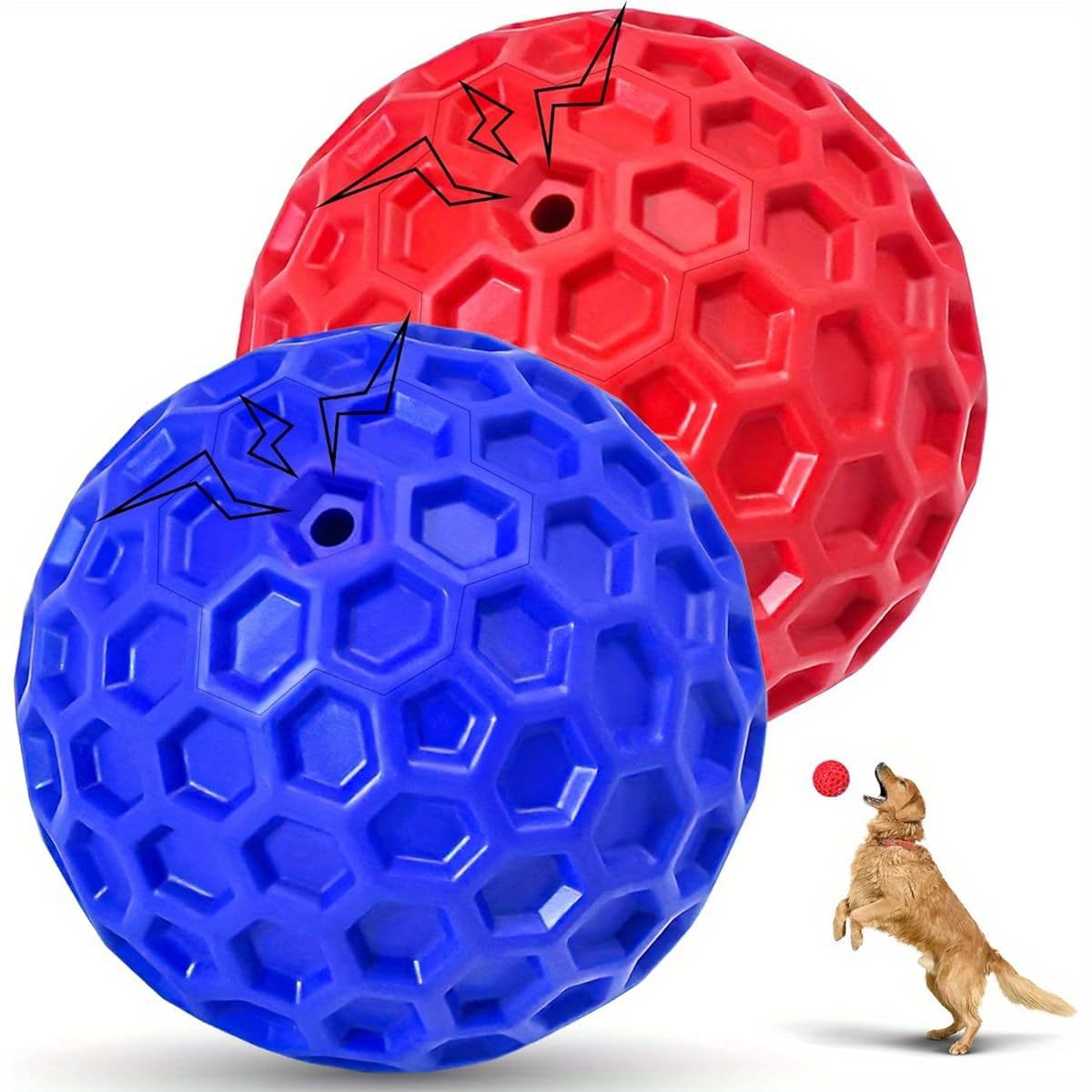 Squeaky Dog Balls Indestructible Dog Toys for Aggressive Chewers Large Medium Breed Natural Rubber Interactive Chew Toys for