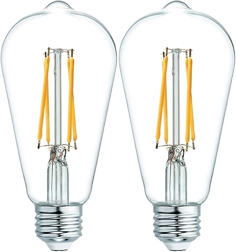 GE Lighting - Bombillas LED estilo Edison vintage, 6 W (equivalente a 60 vatios), luz cálida para vela, vidrio transparente, base media, regulable,