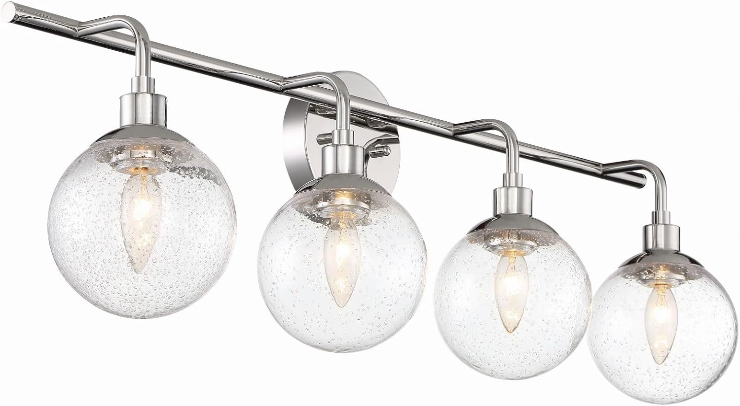 Craftmade 53303-CH Que Clear Seeded Glass Globe Bathroom Vanity Lighting, 3-Light 120 Total Watts, 11"H x 24"W, Chrome