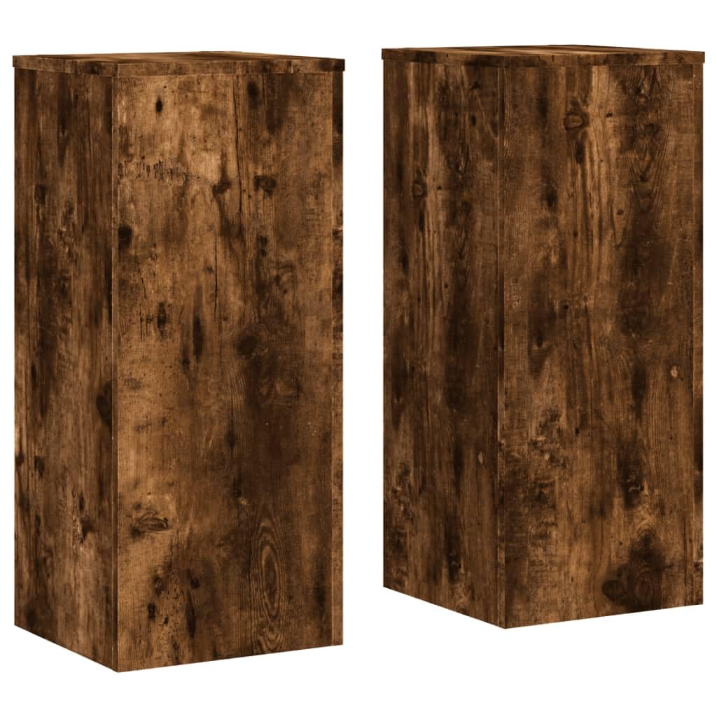 Vidaxl Smoked Oak Plant Stands 2 Pcs, Plant Pot Stand For Indoor Living Room, Plant Holder For Decorative, Flower Stand Flower Pot, Engineered Wood