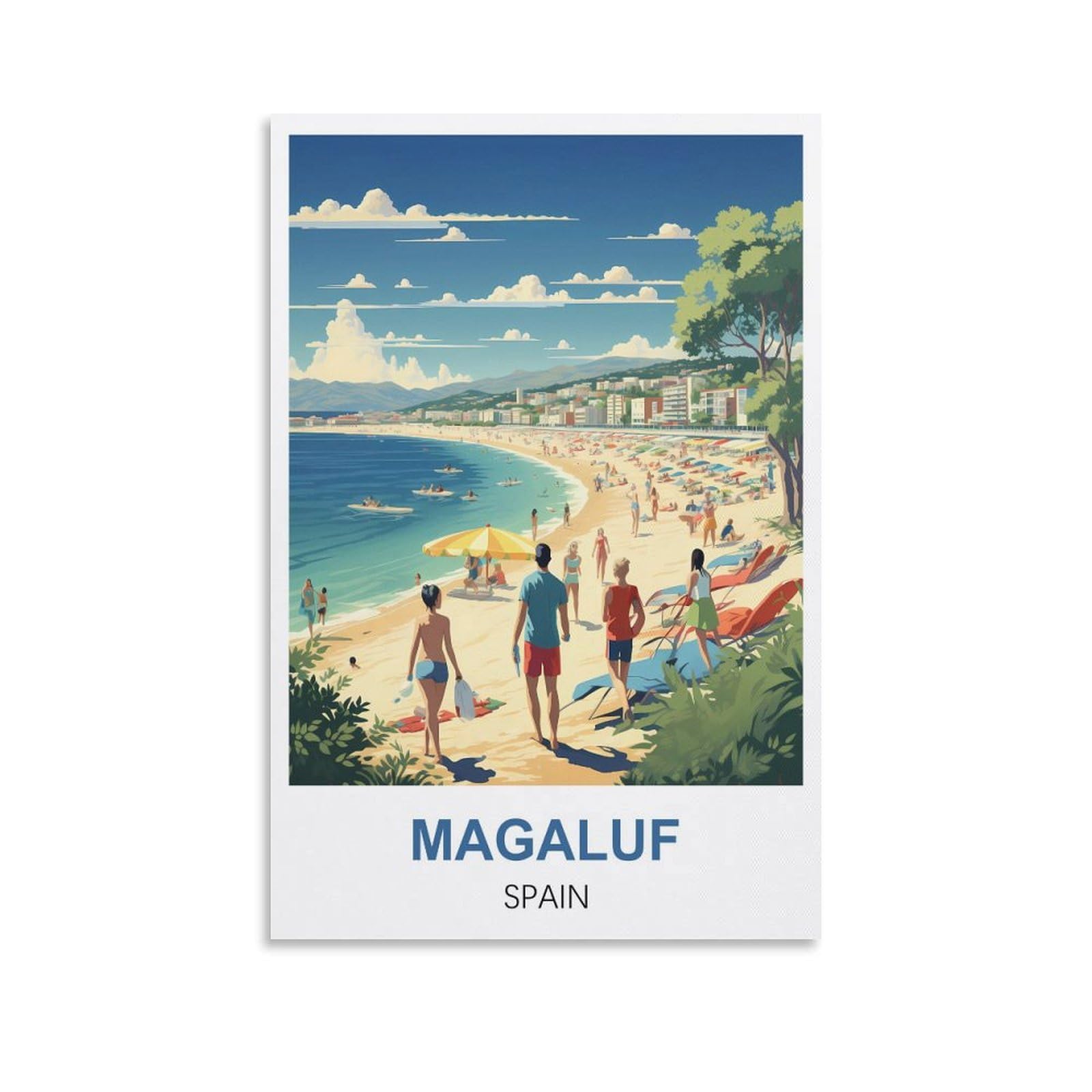 EZMLFA 5D Diamond Painting Kits for Adults,Magaluf Spain Diamond Art Kits for Beginners,Full Drill Diamonds Gem Art for Home Wall Decor Gift 40x40cm