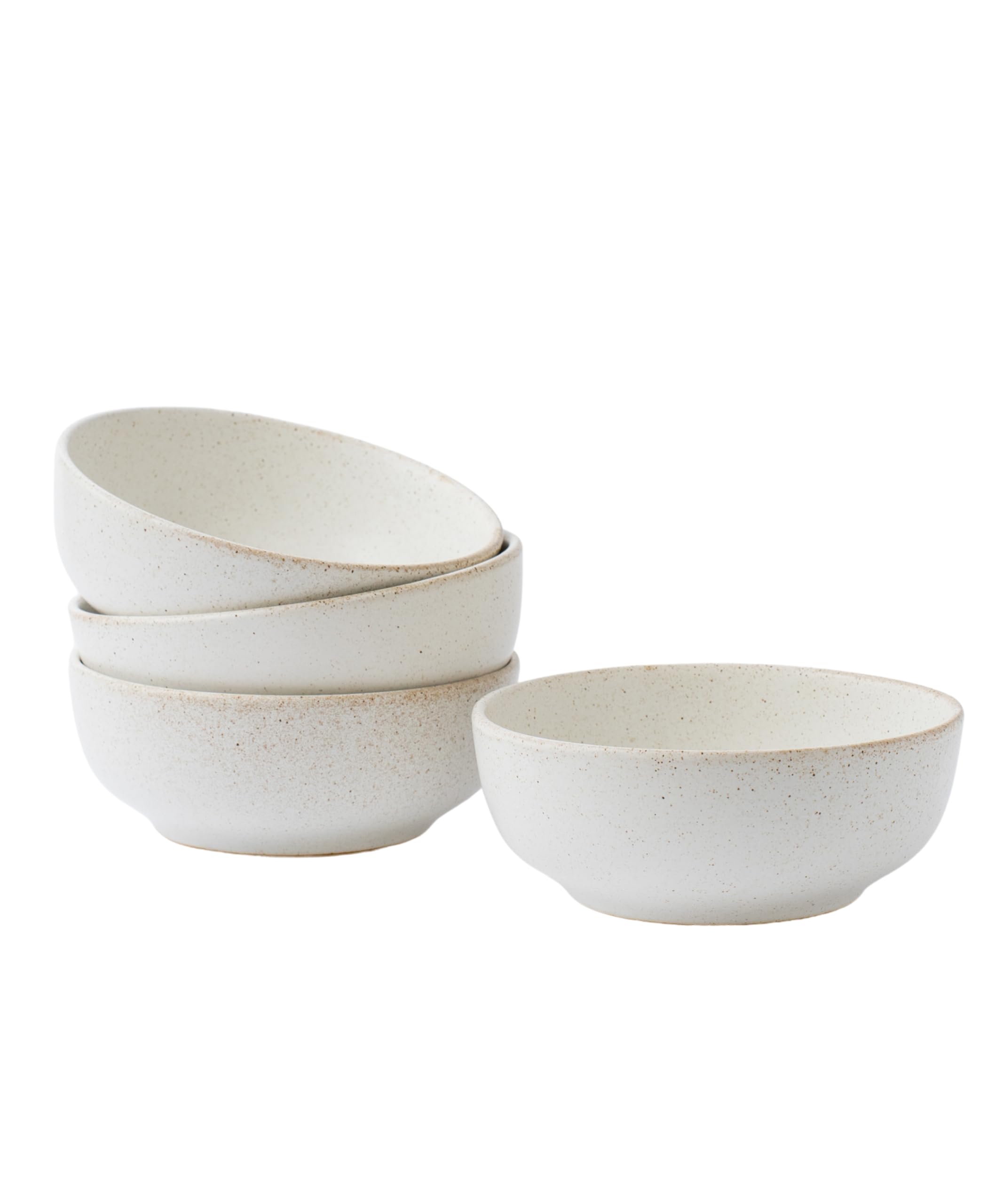 MELETĒ Stoneware Bowl Set of 4-25oz, 6.5" Ceramic Serving Bowls for Salad, Cereal, Soup & Fruit - Microwave & Dishwasher Safe - Rustic Minimalist