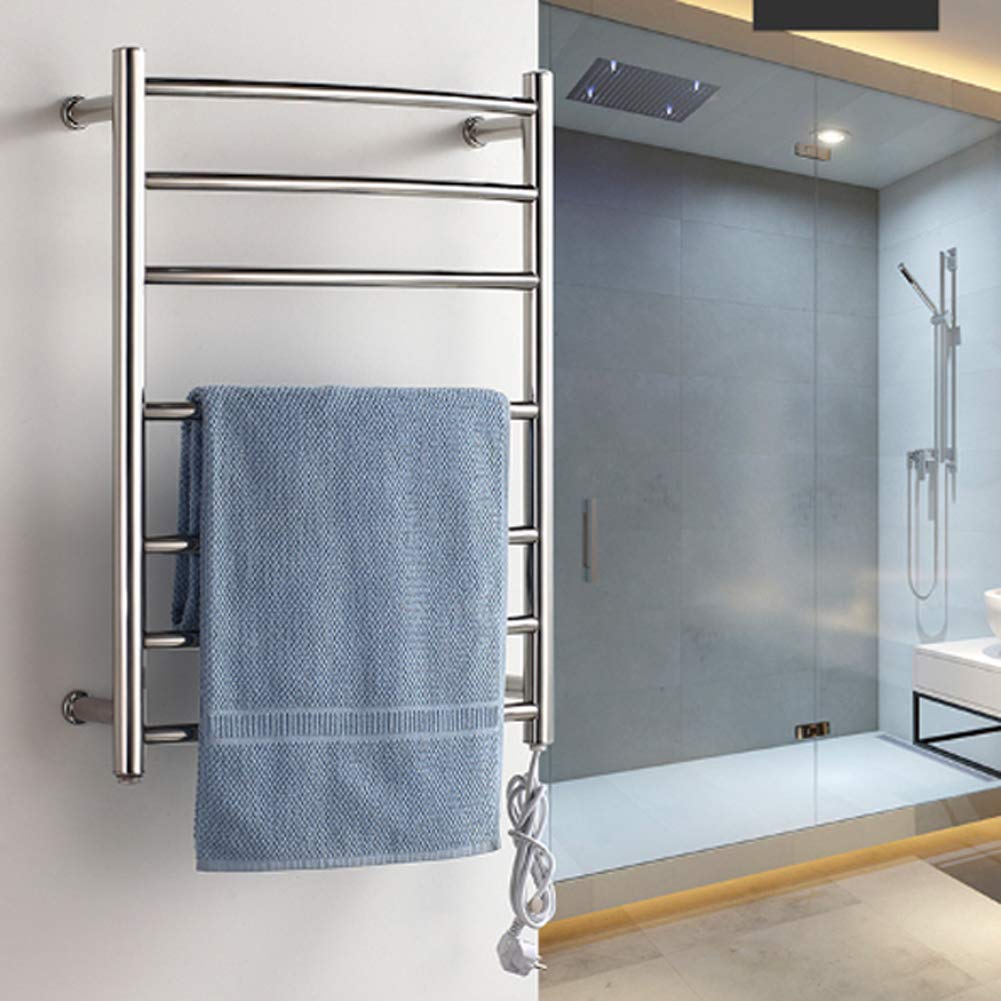 Radiador toallero eléctrico, toallero calefactable y toallero de Secado, 7 Barras calefactables, toallero calefactable de Pared de Acero Inoxidable para baño.