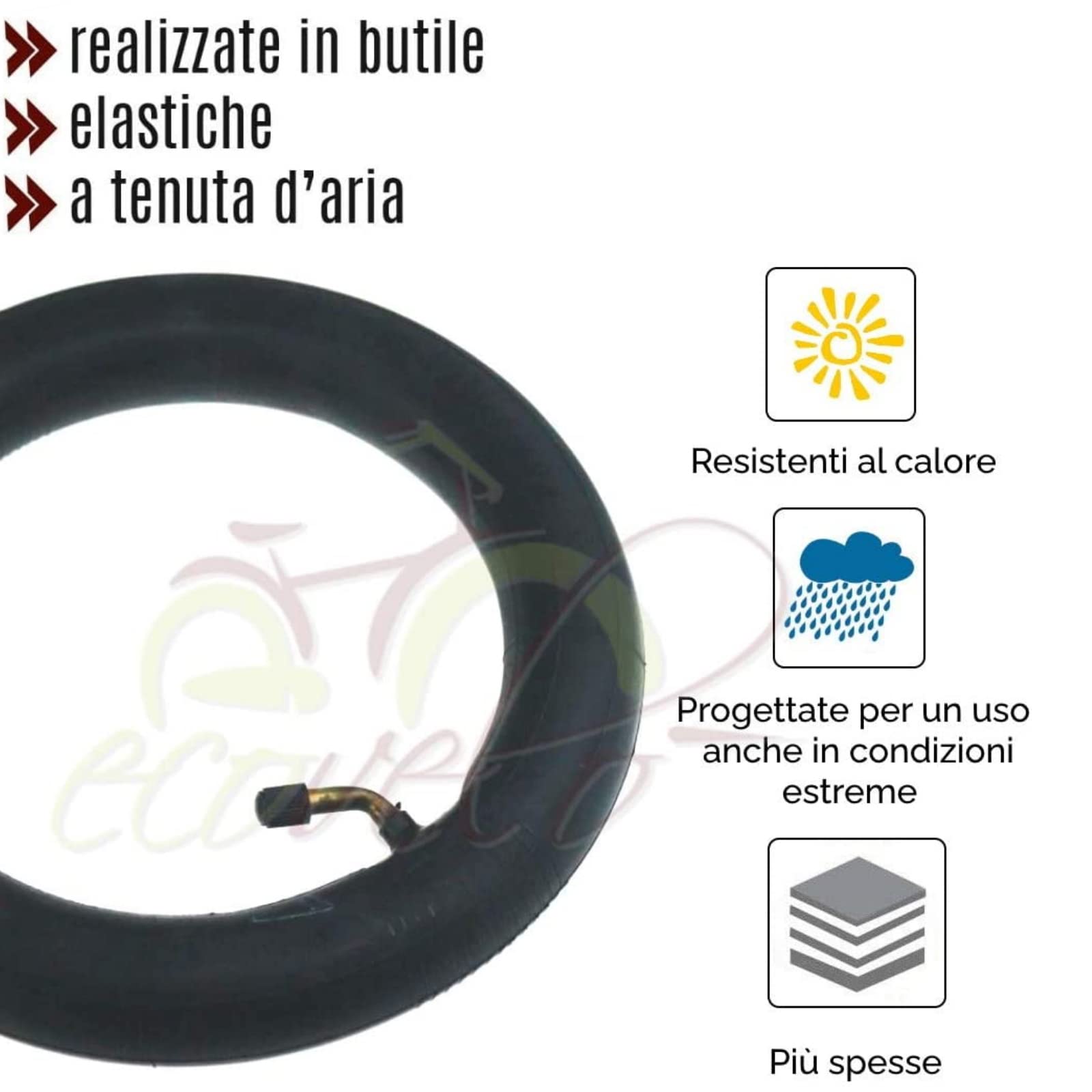 ECOVELO' 1 Pneumatico 10 x 2,50 + Camera d'aria Ruota Motorino Scooter elettrico monopattino Ricambio Hoverboard 10 pollici