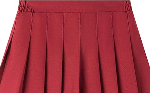 Girls Tennis Skirt with Built-in Shorts High Waist Lined Pleated Skirt Kids Skort Sports Outdoor Activewear(Red,110)