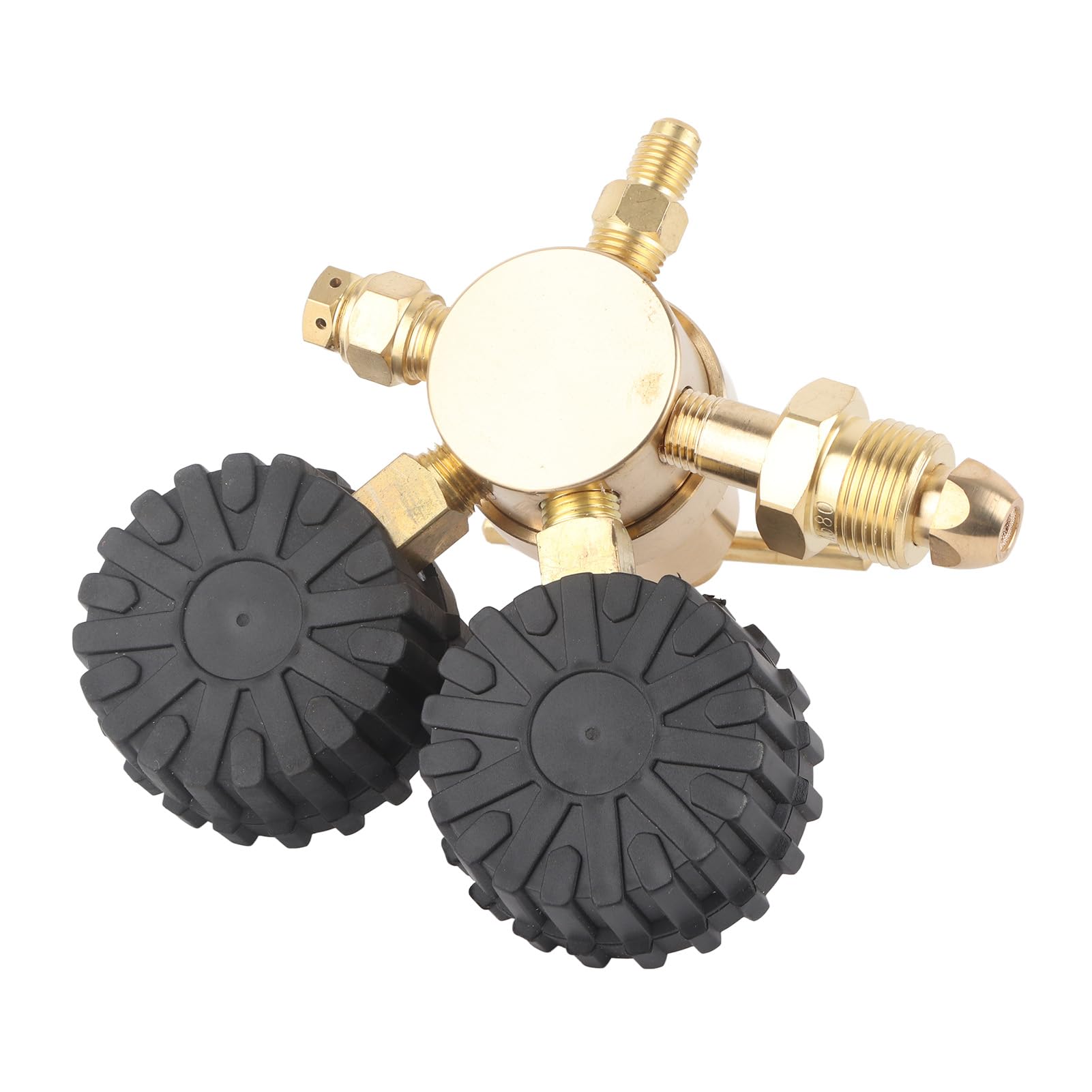 Regulador de nitrógeno de latón Regulador de presión de aire de gas de doble calibre para limpieza y pruebas de HVAC, mango en forma de T (Estados Unidos CGA580)