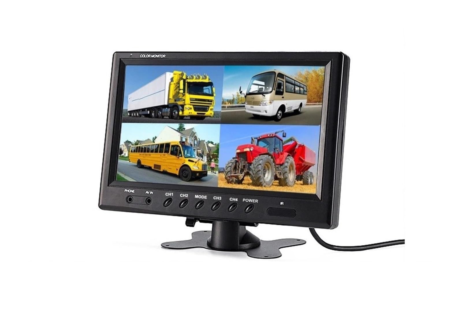 Cámara Visión Trasera 9 Pulgadas para Coche Monitor Cuatro Divisiones, Pantalla Dividida, Visión Nocturna, Grabadora 4 Canales, Cámara Visión Cámara Trasera