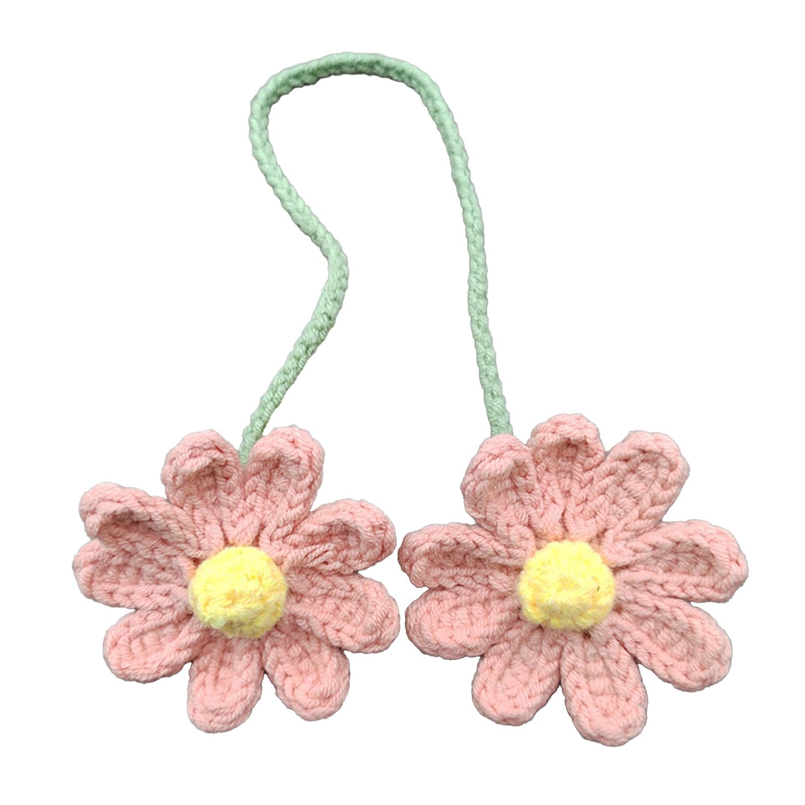 Unique Daisies Design Stylish Crochet Hanging Ornament Charm Suitable for Car Interior Space Decoration Plant Decors for Car
