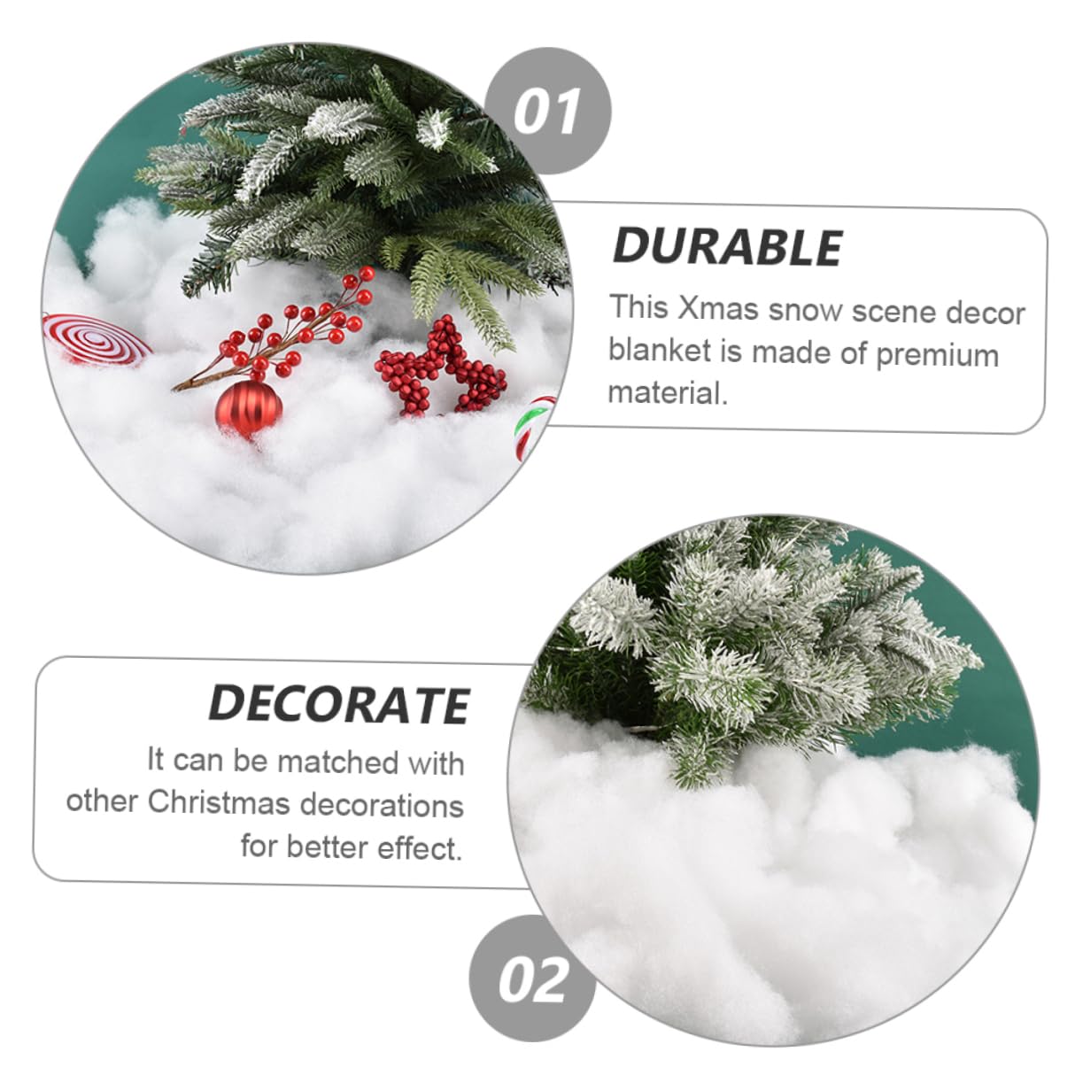 ABOOFAN 3 Blätter Weihnachtsschnee Baumwolle Ornamente Weihnachten Gefälschte Schneedecke Sofortig Schneeball Im Freien Weihnachtsbaum Schneeflocken Künstlicher Schnee Weiß