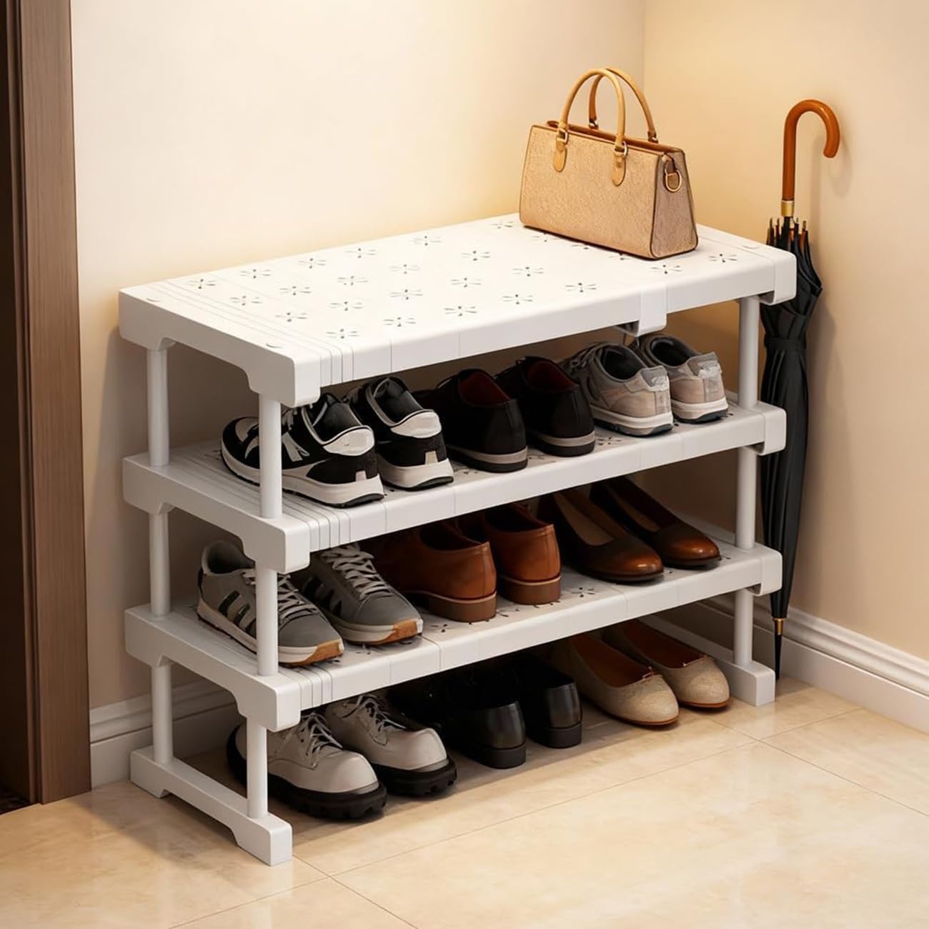 Scaffale Telescopico Estensibile per Armadio Divisori per Scaffali Telescopico Armadi, Mensola Estensibile per Armadio, Separatori Organizer Plastica(L:87-108cm,W:42cm-H:32cm)