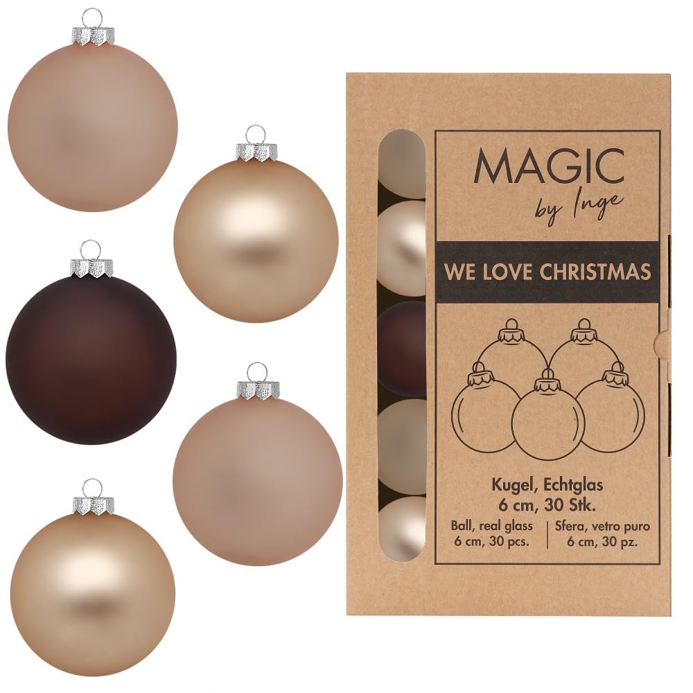 Boules de Noël en verre 6 cm pour une décoration de sapin naturelle mat
