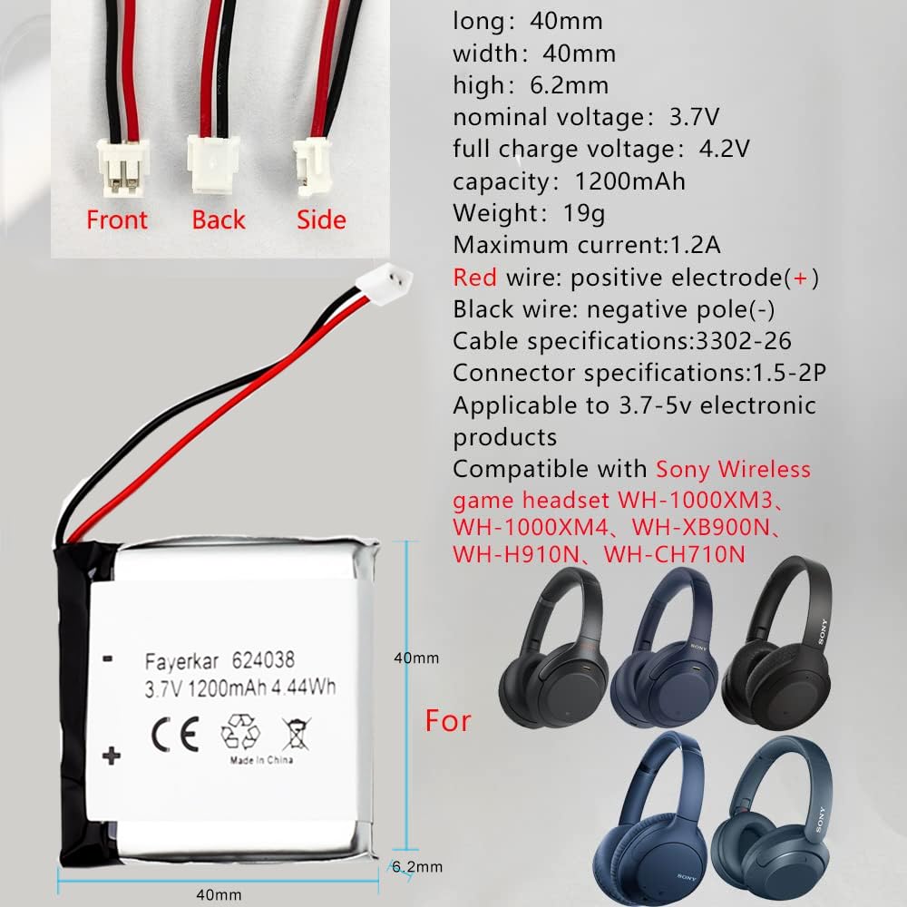 3.7V 1200mah Li-Polymer Akku Ersatz für Sony WH-1000XM3,WH-1000XM4,WH 3.7V 1200mah Li-Polymer Akku Ersatz für Sony WH-1000XM3,WH-1000XM4,WH