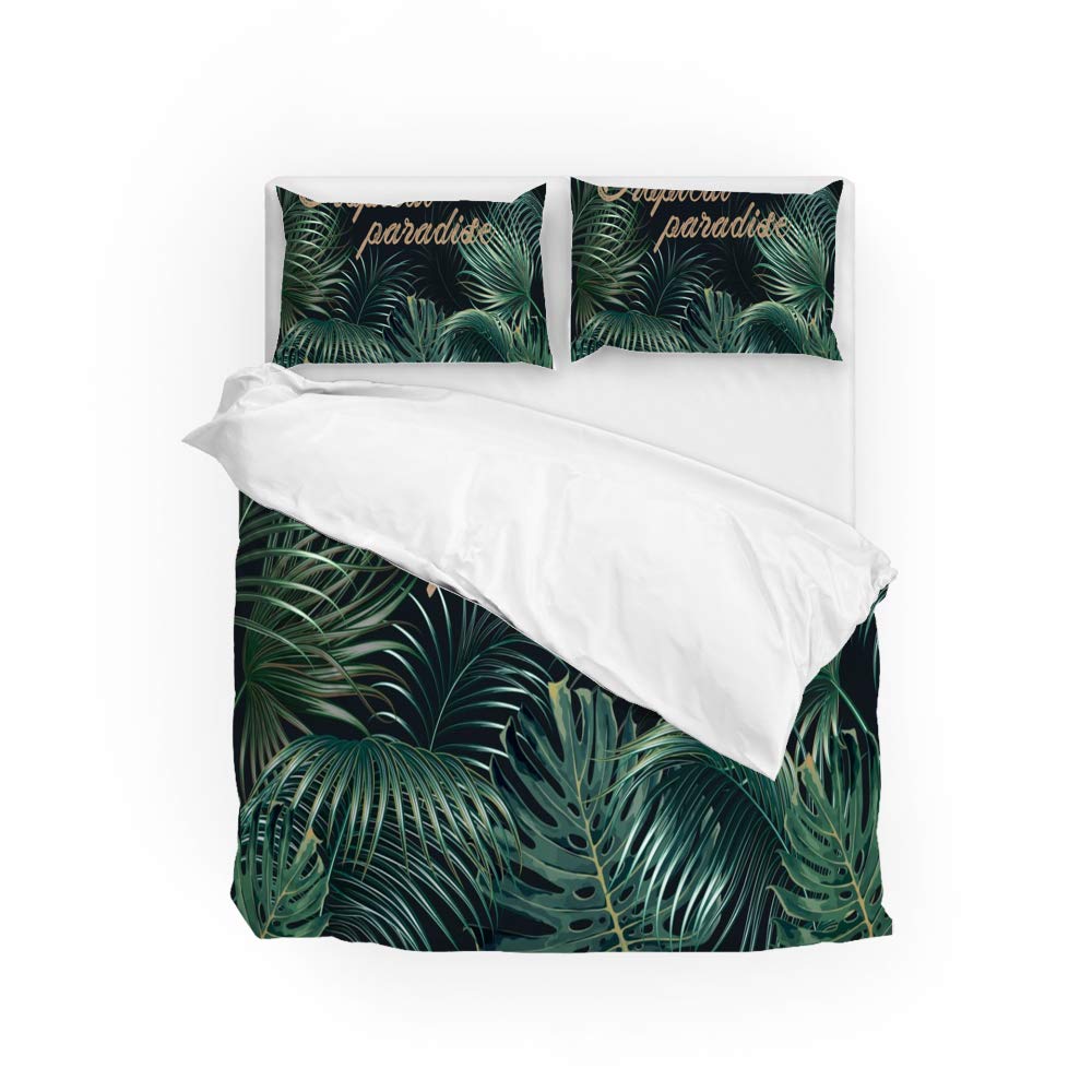 Housse de couette tropicale 3 pièces avec ses 2 taies d'oreiller douces