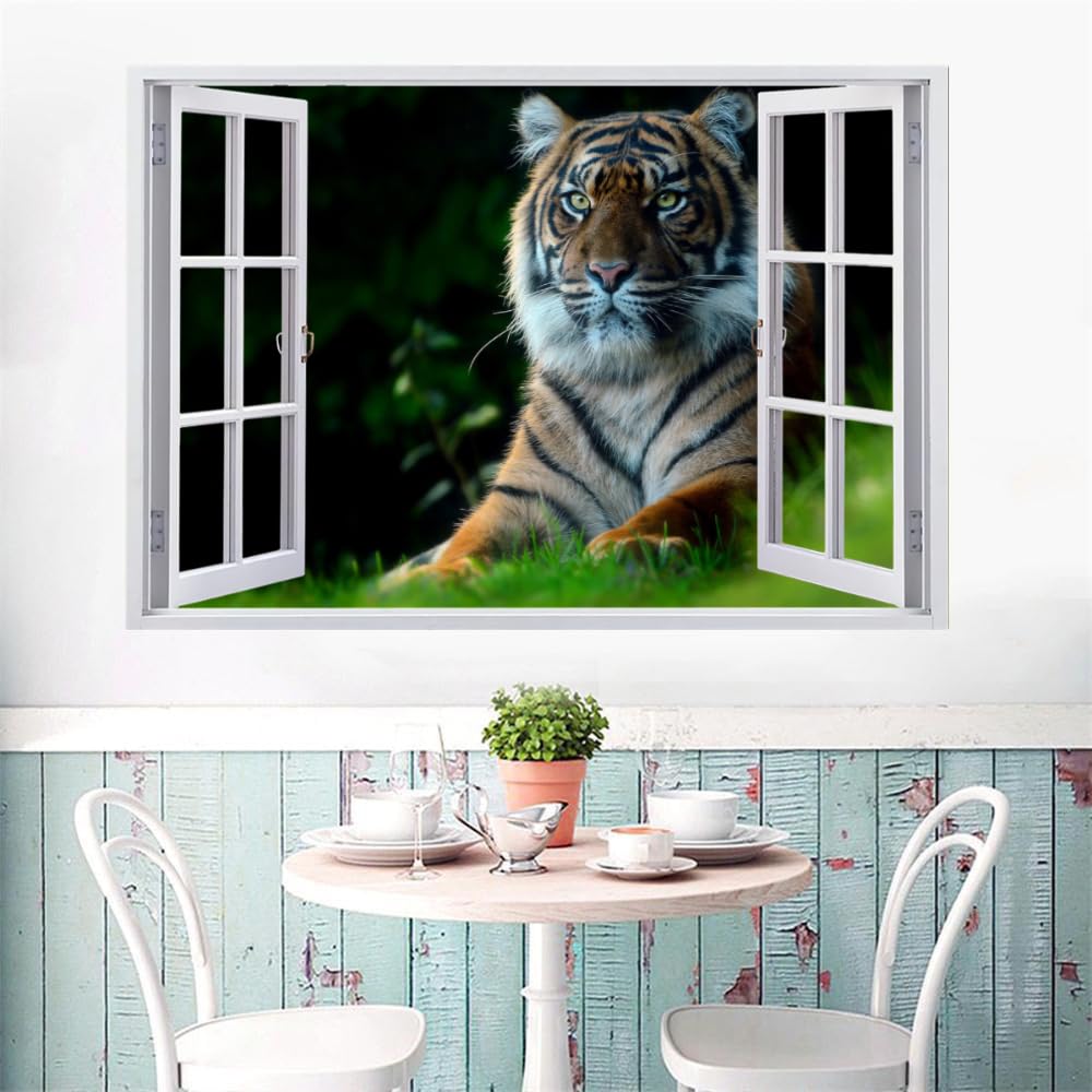 Calcomanía Rota 3D, Tigre Adhesivo Extraíble De Vinilo Para Despegar Y Pegar, Tatuaje De Pared Niñas Niños Dormitorio Guardería Habitación Decoración Para El Hogar 110x70cm