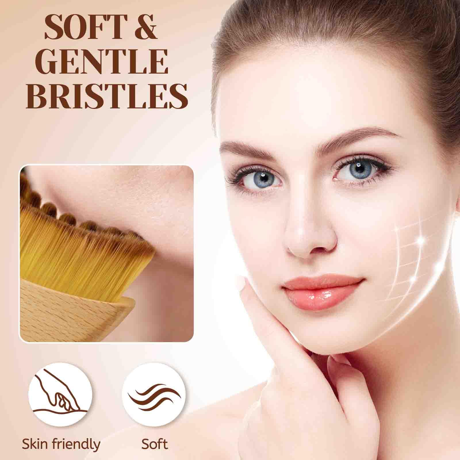 Lymphkonturbürste mit Holzgriff für Lymphdrainage