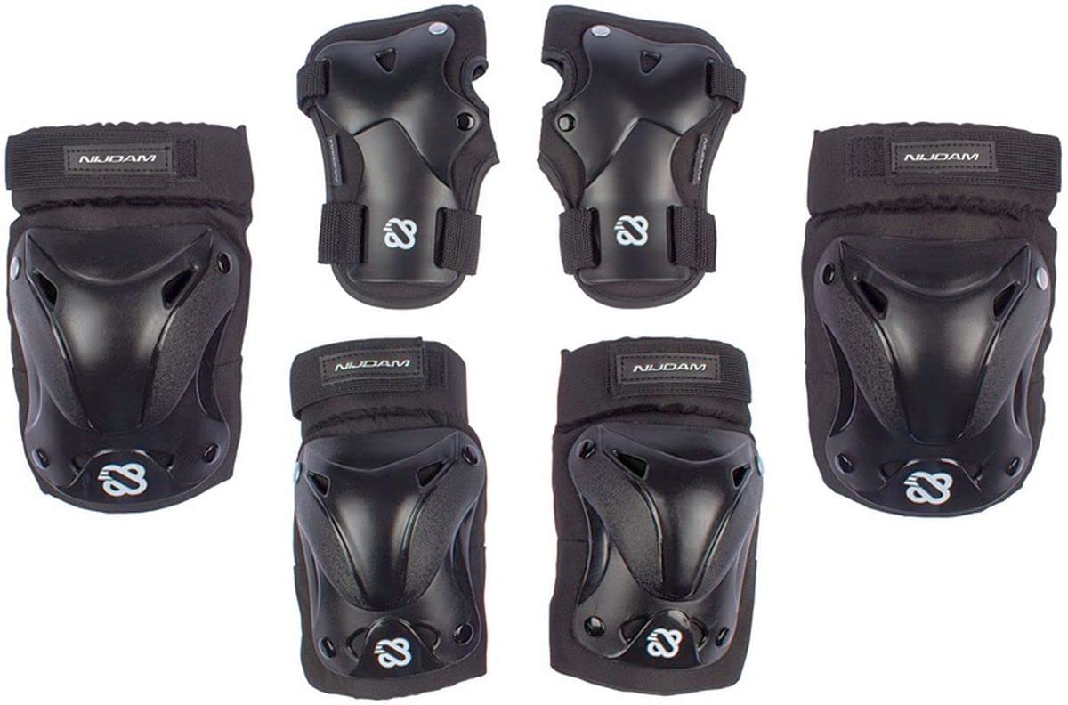 Nijdam Unisex Youth Ink Shield Skate Protector Set, Unisex Youth, Skate protector set., N61EF01-BLK-M, Black/Silver Grey, M