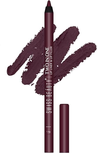 Swiss Beauty 2-In-1 Creamy Matte Lip Liner + Lip Filler | Smudgeproof and waterproof | Shade- Burgundy, 1.6g
