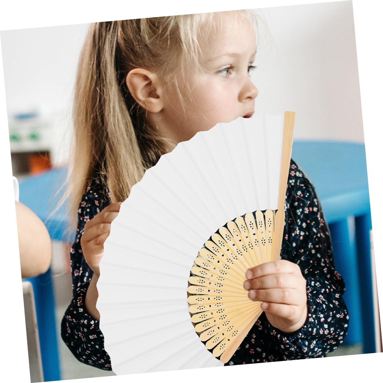 COLLBATH 15stücke Faltbare Blanko-papierfächer Diy-handfächer Für Hochzeiten Bastelfächer Heimdekoration Sommerparty- Weiß