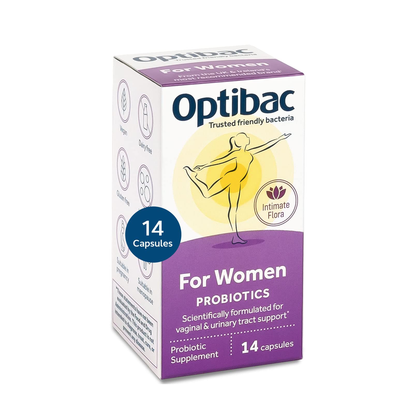OptiBac for Women | Daily Oral 2.3 Billion Friendly Bacteria Natural Female Supplement for the Intimate Area | Lactobacillus Rhamnosus & Lactobacillus Reuteri | One-Two Week Supply | 14 Capsules
