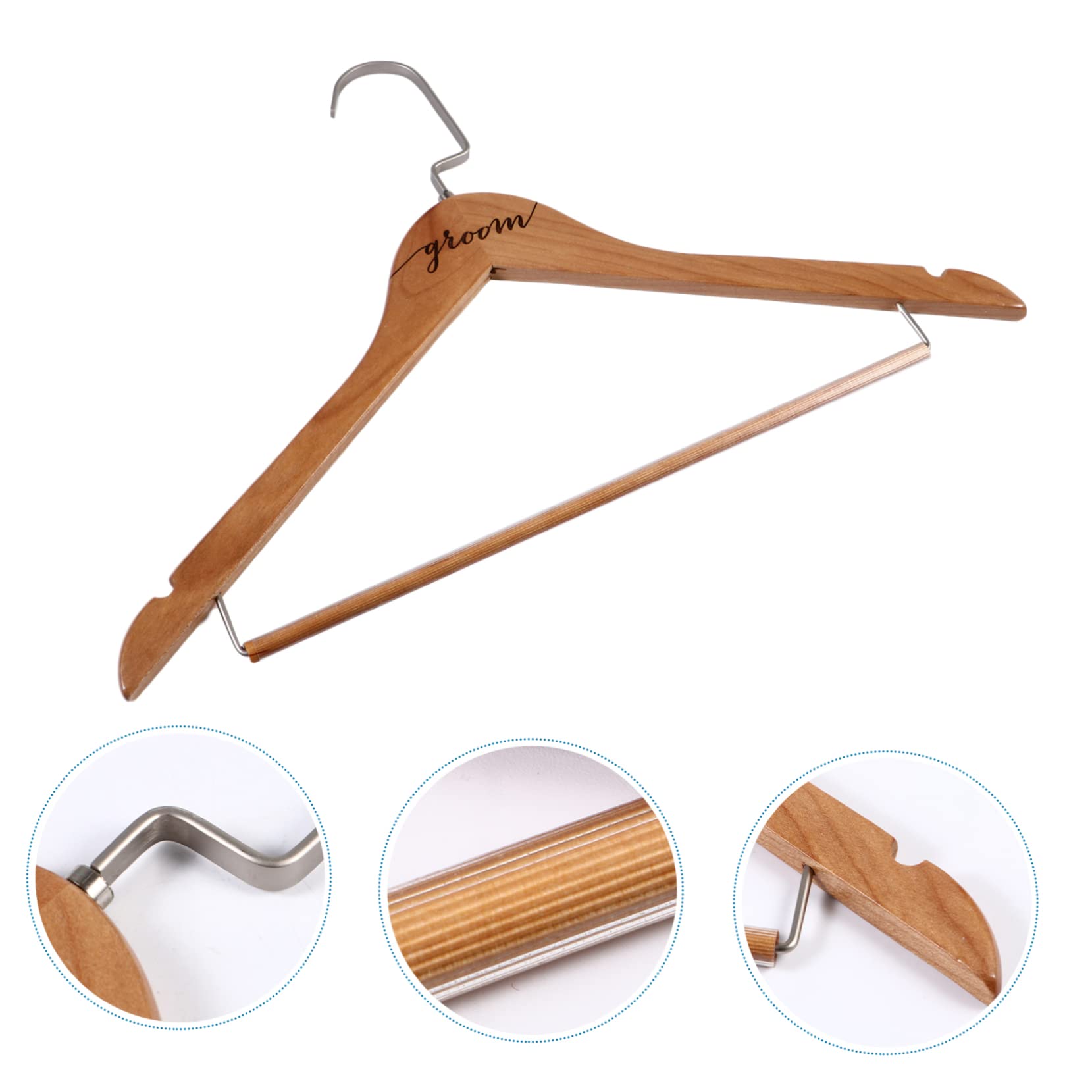 PRETYZOOM 2Pcs Personalized Wedding Clothes Hanger for Bride and Groom Exquisite Wooden Holders with Flat Hooks for Bridal Party and Wedding Dress Display