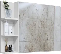 Genérico Espelheira Suspensa Banheiro Prateleira Closet (Branco) 45 cm x 60 cm x 13,8 cm