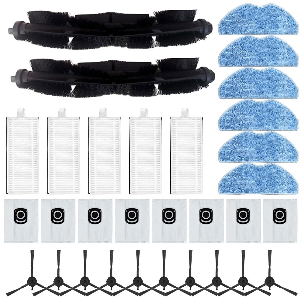 FUBESK Kit parti di ricambio per Tefal Per X-Plorer Serie 75 S+Rg8597W Robot Per Aspirapolvere, Spazzola Principale Spazzole Laterali Filtri Mop Salviette Sacchetti di Polvere Accessori Set Opzione