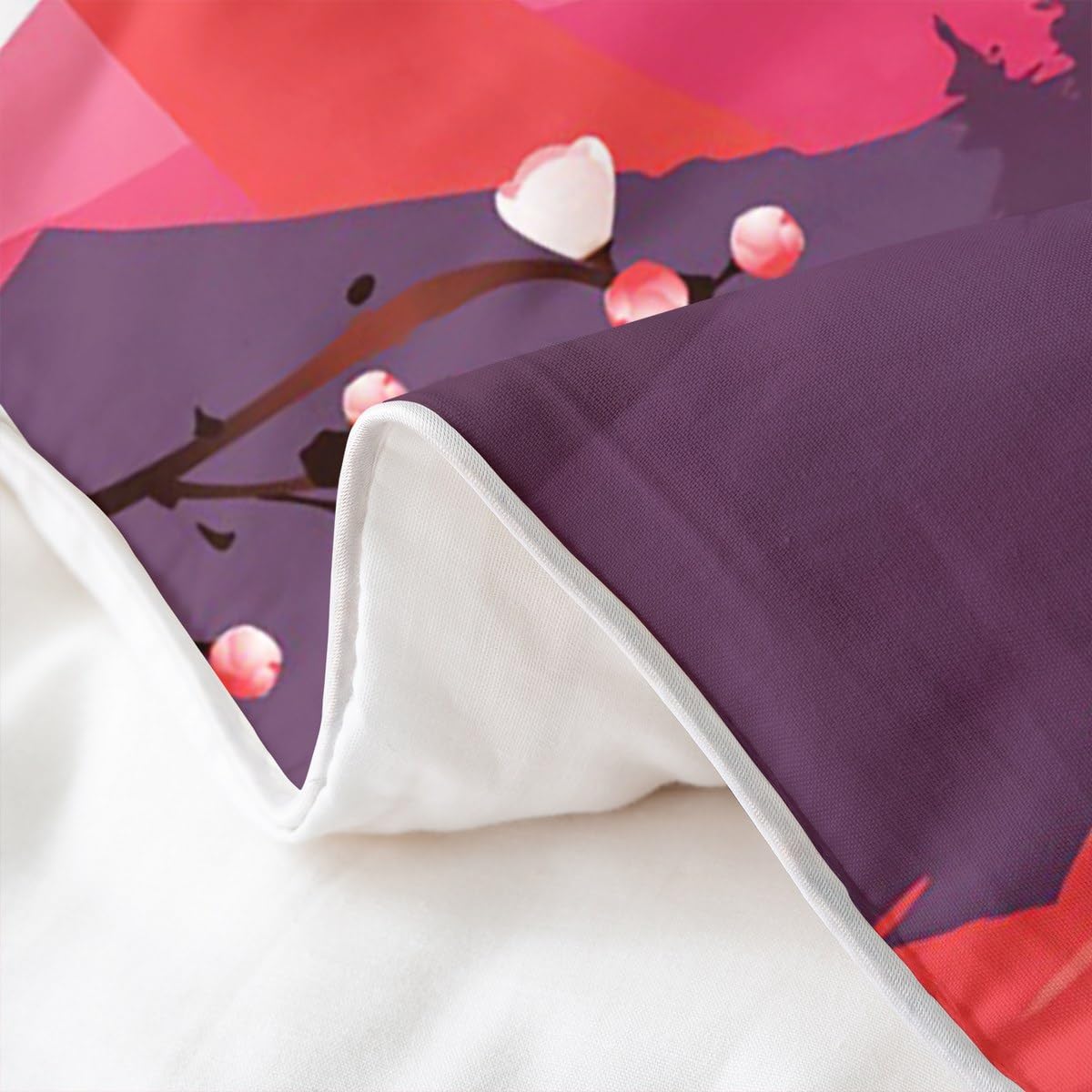 Homewish Housse de Couette 200x200 cm Coton Biologique Motif Sakura