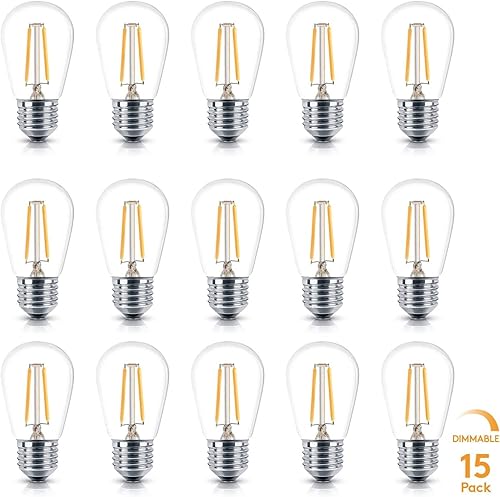 Brightech Ambience Pro - Cadena de luces para exteriores de 24 pies con un paquete adicional de 15 bombillas LED de repuesto Ambience PRO, bombillas