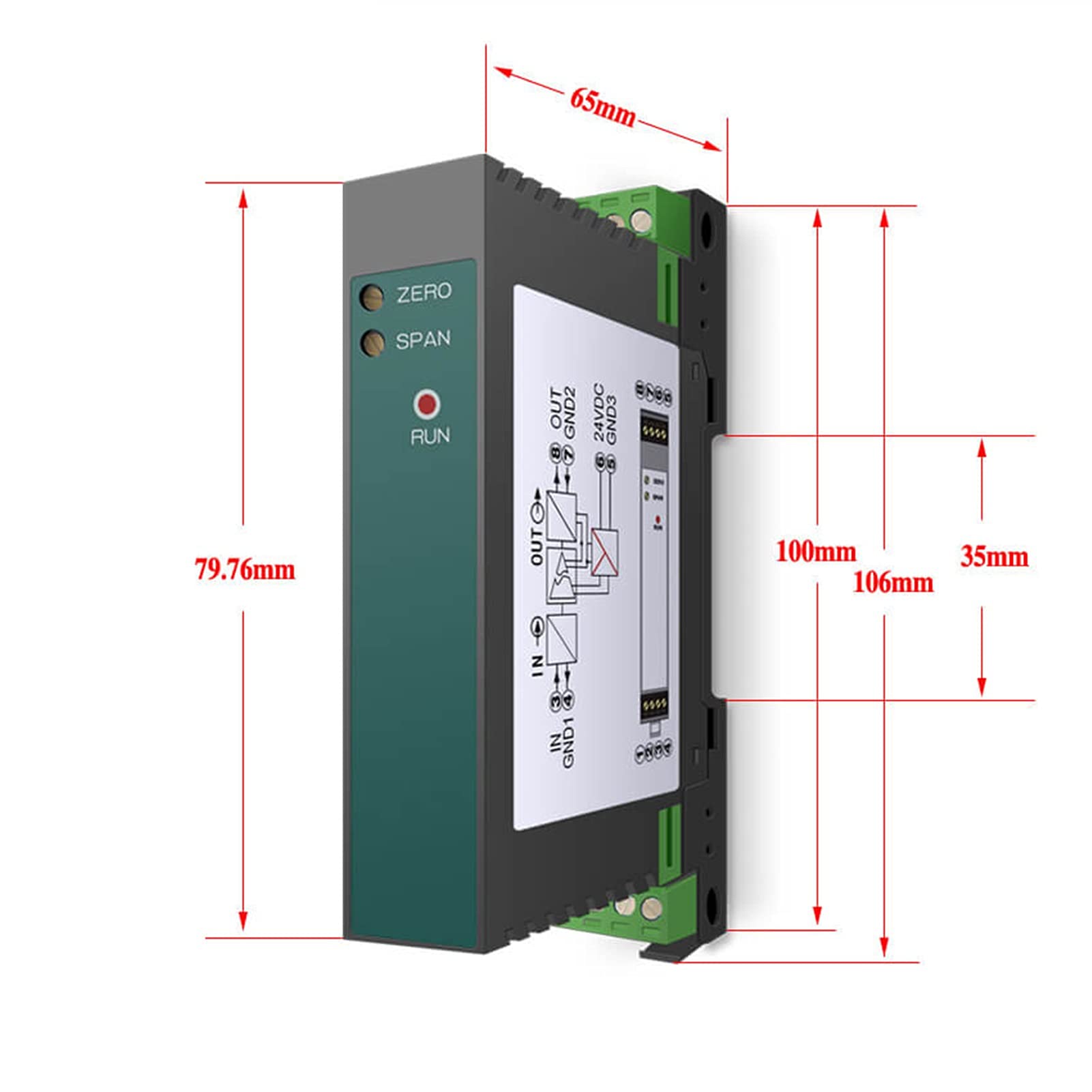 Dimensione Sottile Isolata 0-60mv 4-20mA A 0-10 V 0-5V 0-20mA Modulo Convertitore (Color : 0-60mV in 0-10V out)