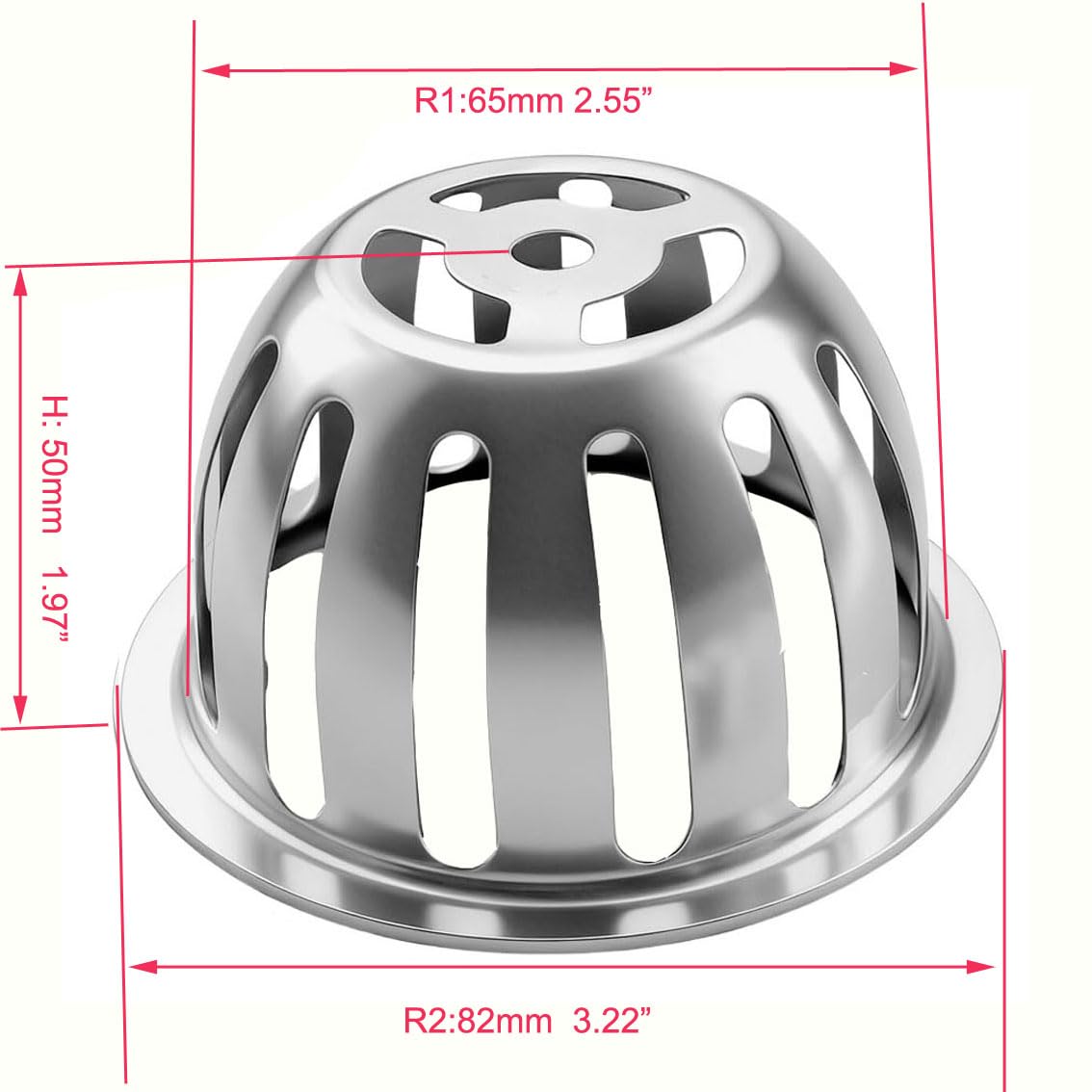 SUS304 Stainless Steel Roof Dome Drain Cover Strainer Anti-Clogging Atrium Grate 2pcs/pk (Φ: 3.5 inch) — Amazon image 3
