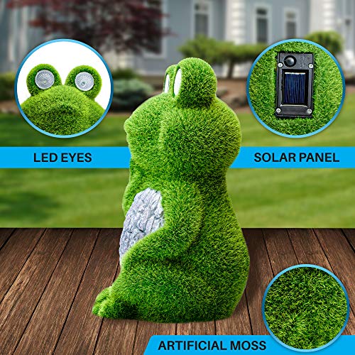 Garden Statue Of Frog With Solar Light Eyes - Outdoor Spring Decoration - Garden Frog Figurine For Patio, Balcony, Yard, Lawn Ornament - Unique Housewarming Gift #TOP7