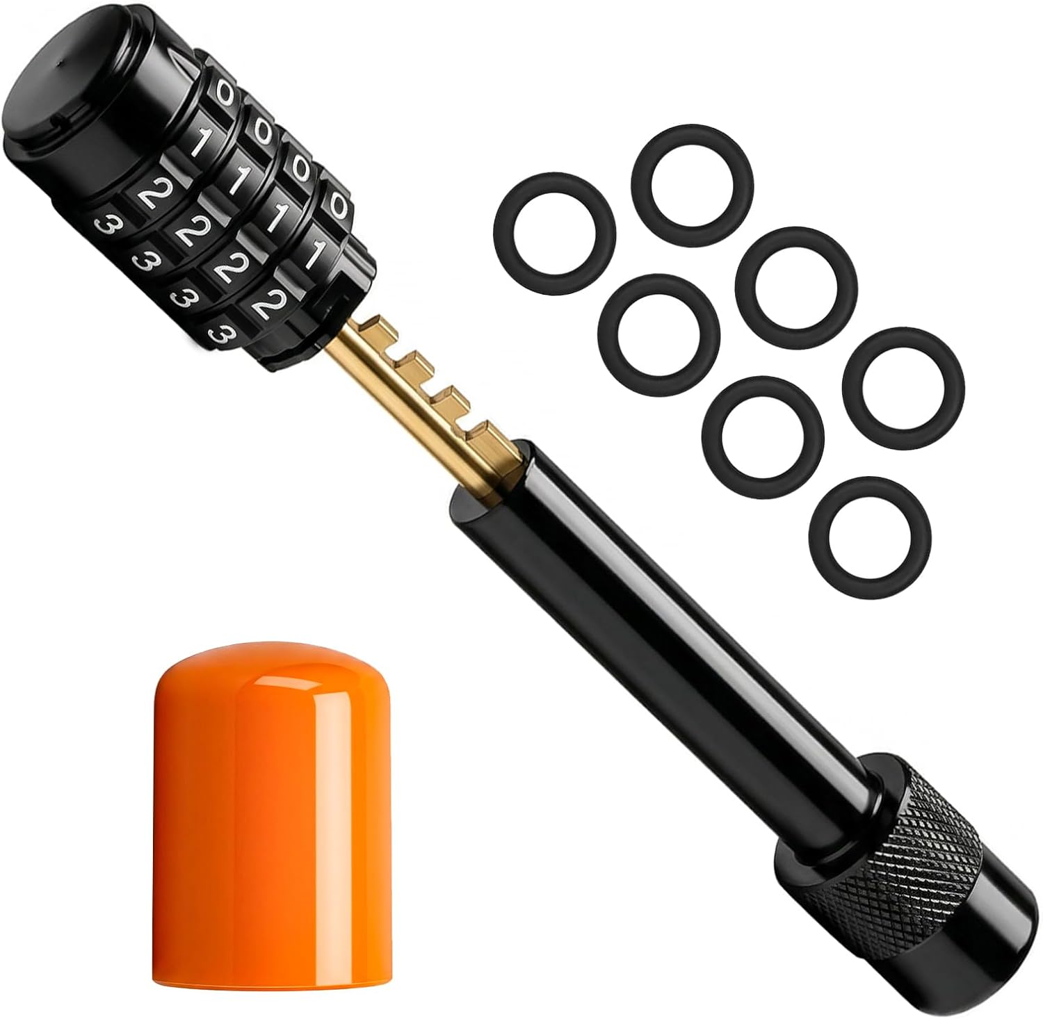 Keyless Combination Hitch Lock - Heavy Duty 5/8" Trailer Lock for RV, Boat & Truck, 30,000 LBS GTW, 2.75" Usable Length for 2" Receivers with 7 Silencer O-Rings & 1 Weatherproof Cap