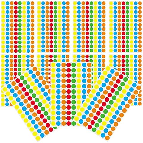 Pack of 1056 Round Coloured Dots, 15 mm Colour Label Dot Stickers, 5 Colours, Dots Stickers, Coloured Labels, Self-Adhesive for Office, School (Paper) Cover
