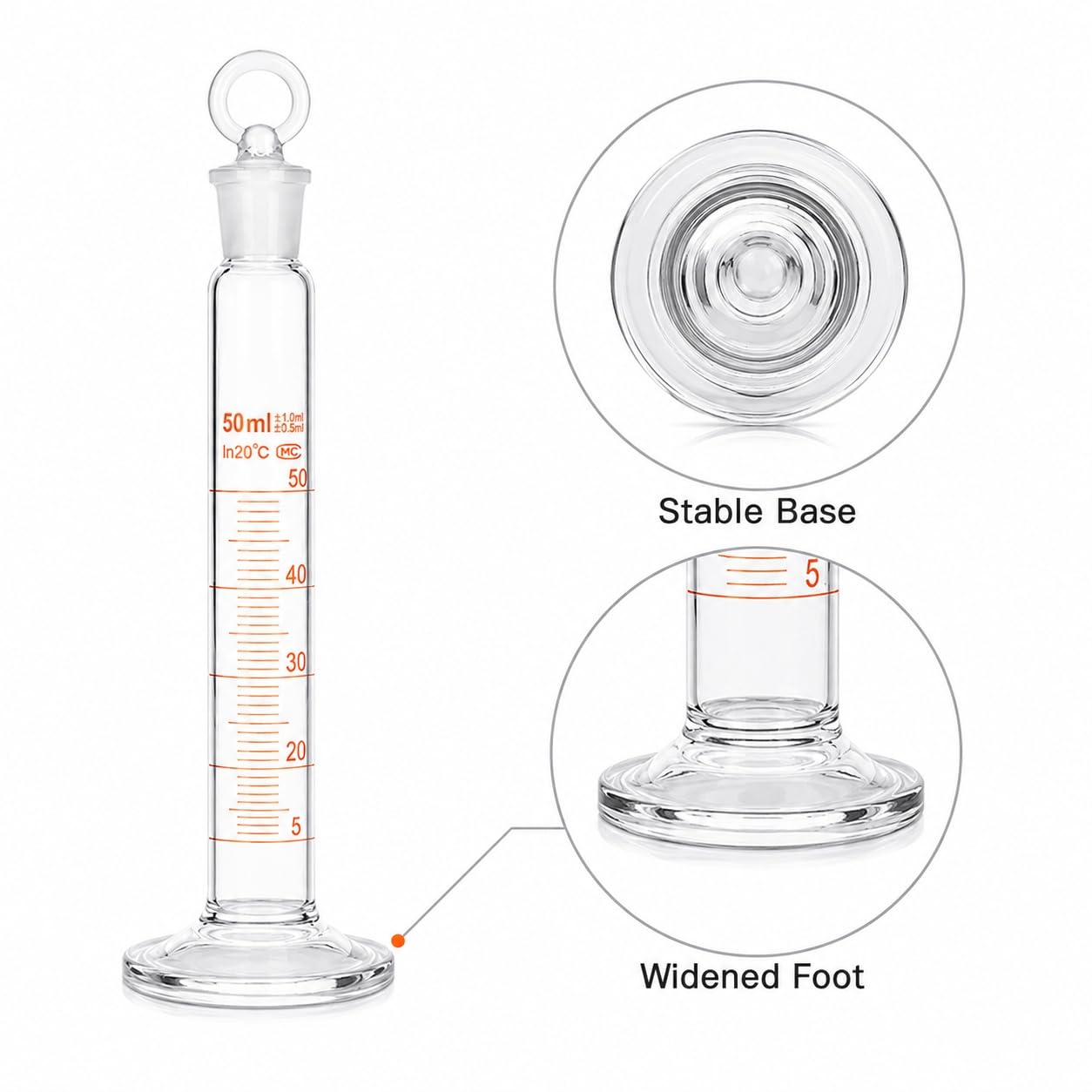 Skalowany Cylinder Mieszający Szkło Borokrzemowe z Korkiem Lab Rurka-1000mL