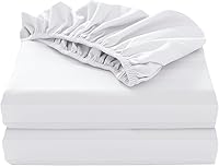 Vista 12 de Paquete de 2 sábanas bajeras de algodón puro, tamaño individual, 600 hilos, bolsillo profundo de 16 pulgadas, sábana bajera de algodón egipcio Beige