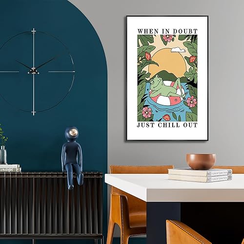 Miniatura 10 de FBKDVC Lienzo divertido de rana para pared, póster con texto en inglés When In Doubt Just Chill Out, póster positivo y positivo con cita