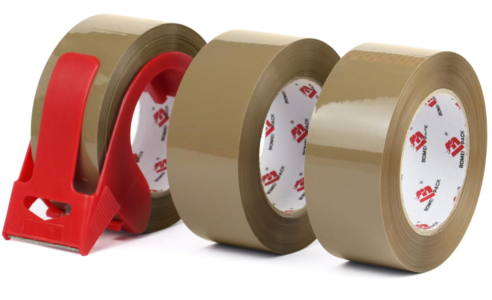 Heavy Duty Brown Packing Tape with Dispenser, 2.6 mil, 1.88 inch x 110 Yards (3 Pack), Total 330Y, Brown Tape Refills for Shipping, Mailing, Moving & Storage