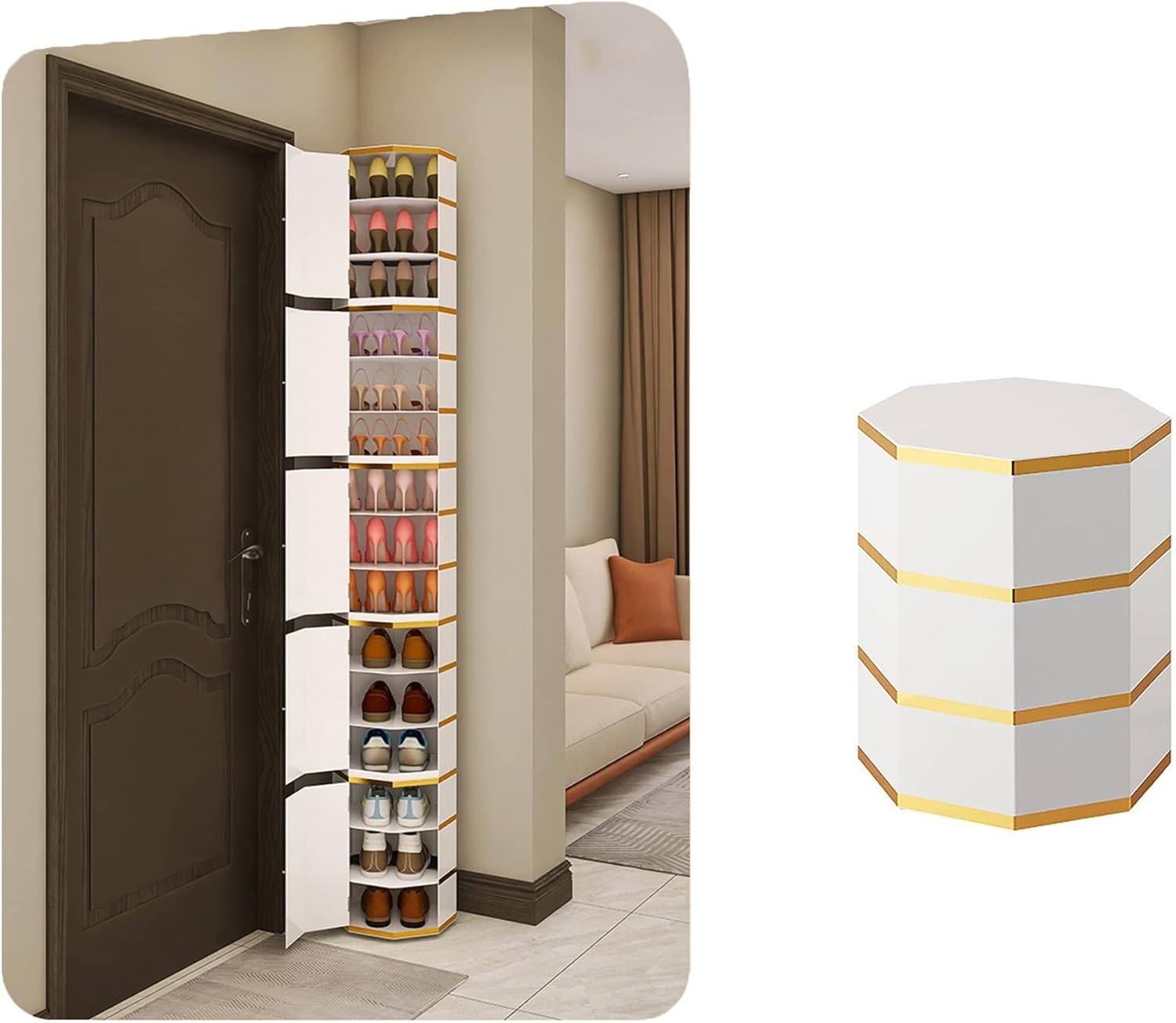Tall Round Rotating Shoe Rack 360° Rotating Shoes Shelf