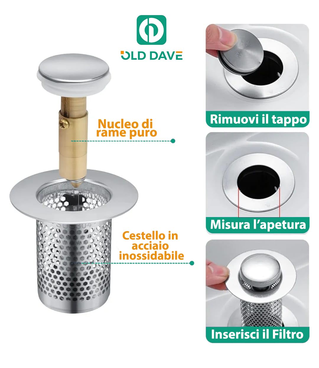 Filtro Universale In Acciaio Inox A Scomparsa, Per Scarico Del Lavandino Raccogli Capelli Filtro Per Lavello Tappo Per Vasca Da Bagno Attrezzo Per Il Bagno 2 Pezzi 90960890