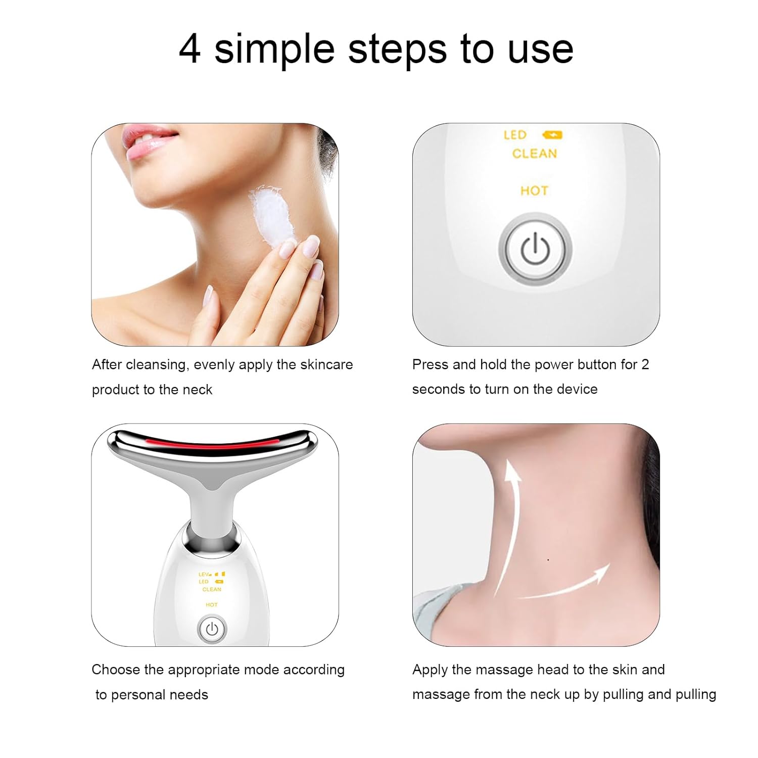 Face and Neck Massager,Multifunctional Facial Skin Care Tools,7 Color Led Face and Neck Beauty Device for Home Use 6