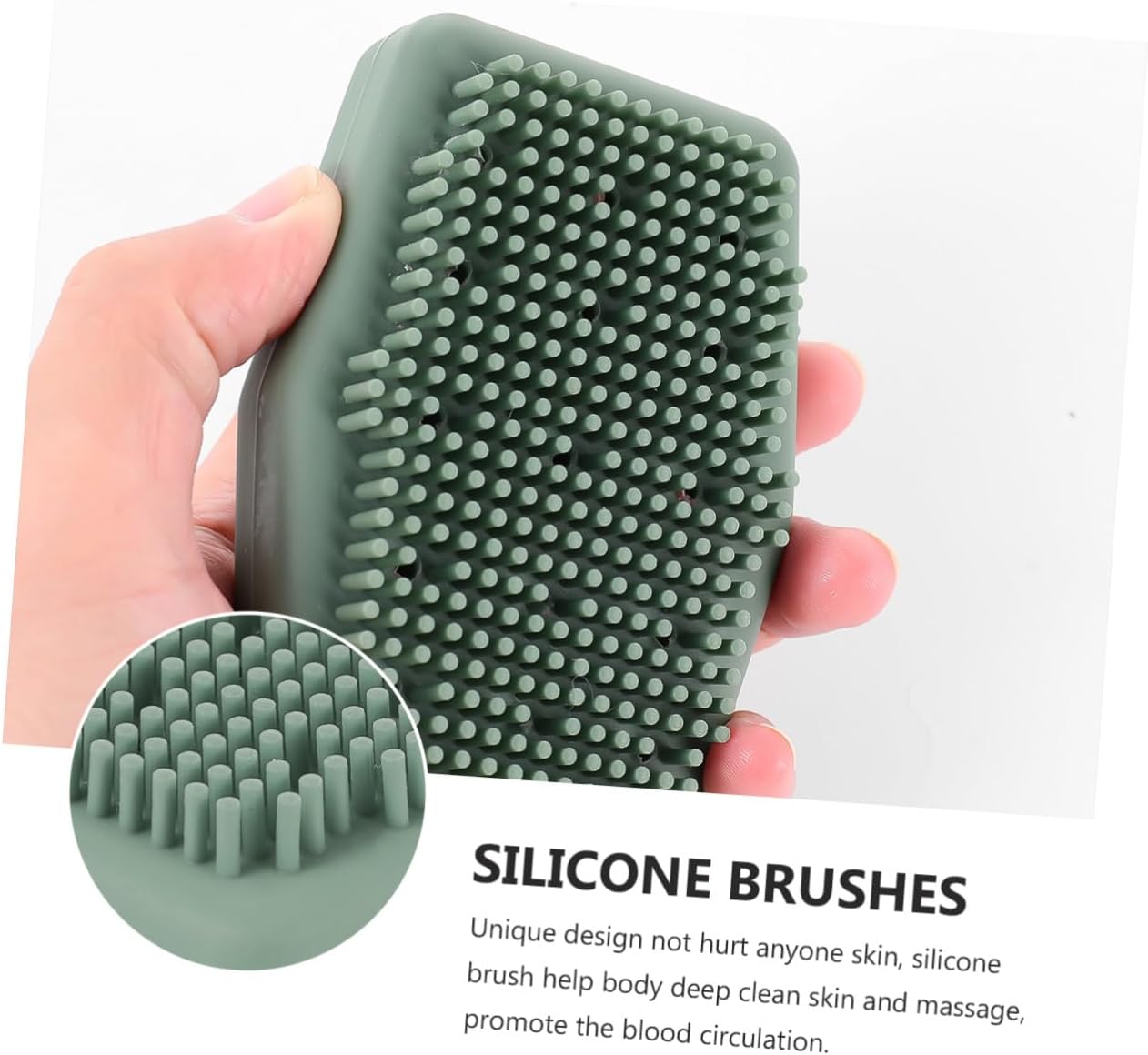 Silicone Newborn Bath Brush Handheld Green for Baby Use image 3