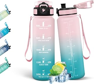 HoneyHolly Wasserflasche 500ML, Auslaufsicher mit Zeitmarkierung, Trinkflasche Kinder, Sportflasche mit Filter, Trinkflasche Kohlensäure Geeignet, Wasserflasche Sport für Kinder, Schule