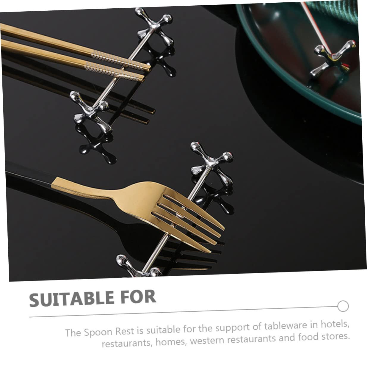 Juego de 6 soportes de metal para palillos, elegante para mesa de comedor, soporte para utensilios de cocina para cucharas y tenedores, accesorio de cocina fácil de limpiar